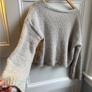 Cozy Off-the-Shoulder Sweater in Light Gray